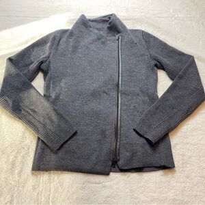 Vince Gray 100% Merino Wool Moto Knit Sweater Jacket Size Small